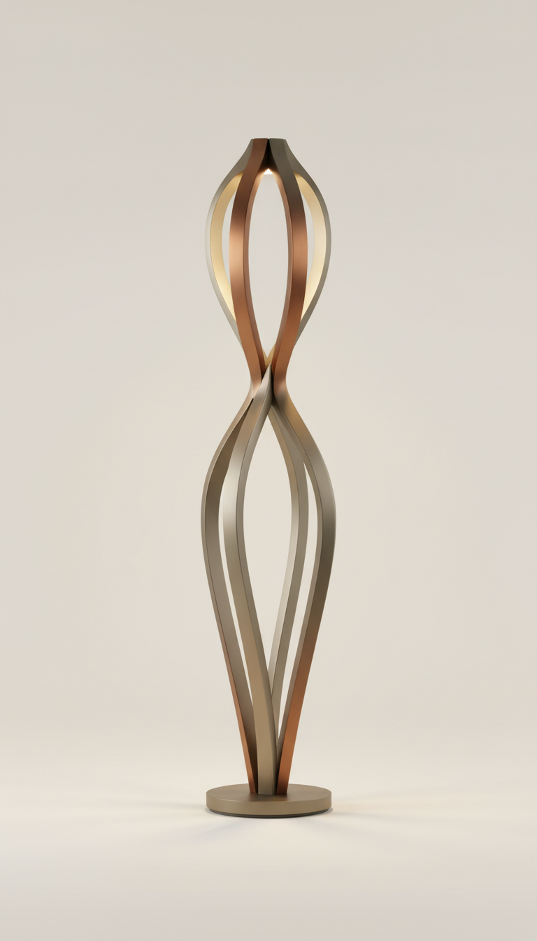 Champagne Pewter sculptural floor lamp